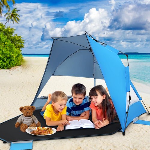 EAGLE PEAK Beach Tent - Instant Pop-Up Canopy with UPF50+ UV Protection for 3-4 People | Light Blue