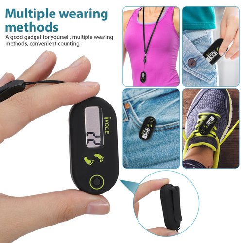 Kisangel Clip on Step Counter for Walking, Mini 3D Pedometer, Digital Counter Sports Step Tracker E Clips Pedometers for Women Seniors Pocket Tools