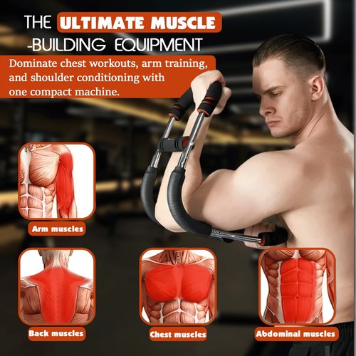 Twister Arm Trainer & 1 Pair Grip pad ,60-100lb Adjustable Chest & Arm Workout Tool with 2 Spring & Training Poster for Men & Women,Muscle Builder & Strength Training for Arms, Chest (Red)
