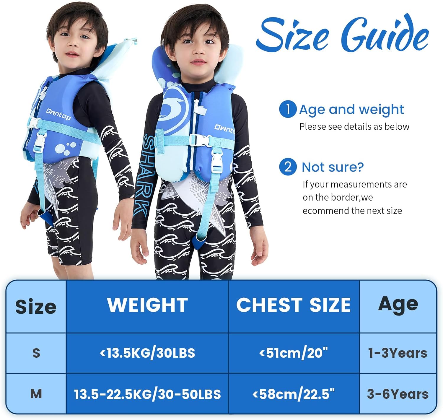 Owntop Toddler Swim Vest | Kids Float Jacket with Adjustable Safety Straps | For Ages 1-6, 20-50 lbs