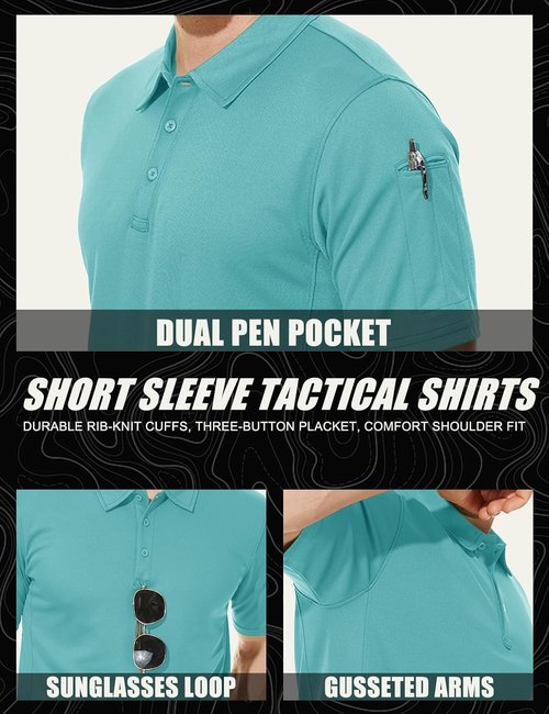 MAGCOMSEN Men's Polo Shirt - Quick Dry Tactical Golf Shirt with Short Sleeves | Pique Jersey Design