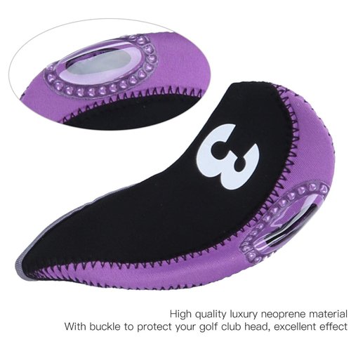 Liukouu Golf Iron Head Covers Set, 10Pcs Neoprene Black Numbered Golf Irons Covers