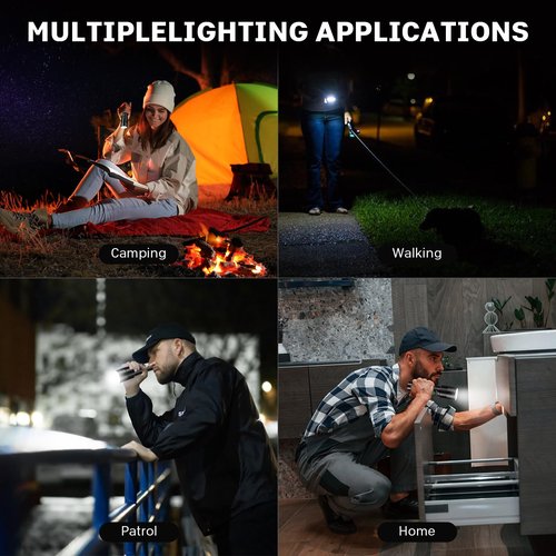 Kmivo Rechargeable LED Flashlights High Lumens - 10,000LM Super Bright Flash Light with 6 Modes, Powerful Handheld Linternas for Home, Camping（2 Packs）