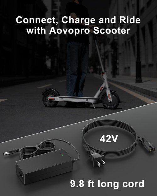 VHBW 42V Electric Scooter Charger Compatible with AovoPro M365 ES60 EW6 365Go M1 M365Pro AP07 VT01 Scooter -YLT-42V0150 Charging Adapter,LED Indicator, 9.8FT Cord