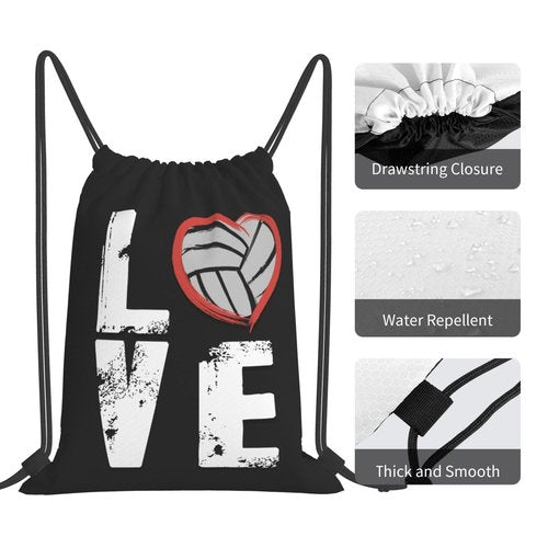 AIMASTZ Love Volleyball Unisex Drawstring Backpack Bag Sport Gym Travel Swim Sackpack