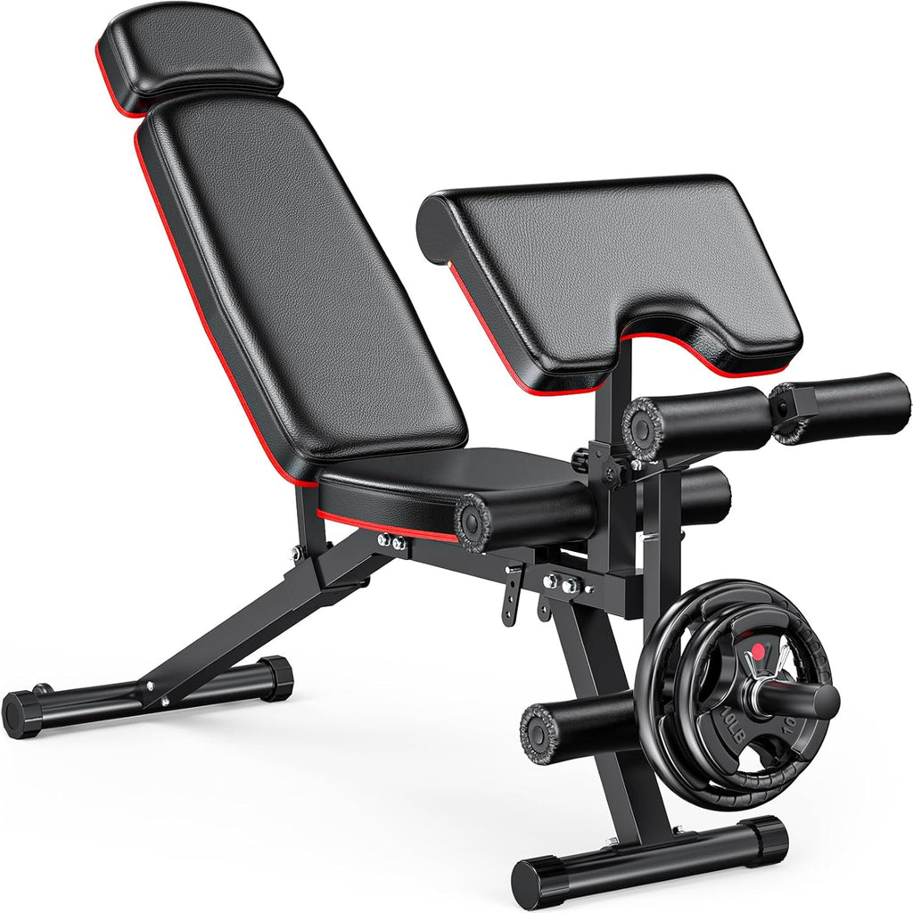 XDDIAS Adjustable Weight Bench - 900LBS Capacity with Leg Extension & Curl | Home Gym Full Body Workout