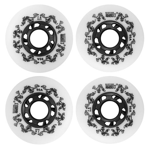 4-Pack Inline Skate Wheels Outdoor 90A Inline Skate Replacement Wheels (76MM, White)