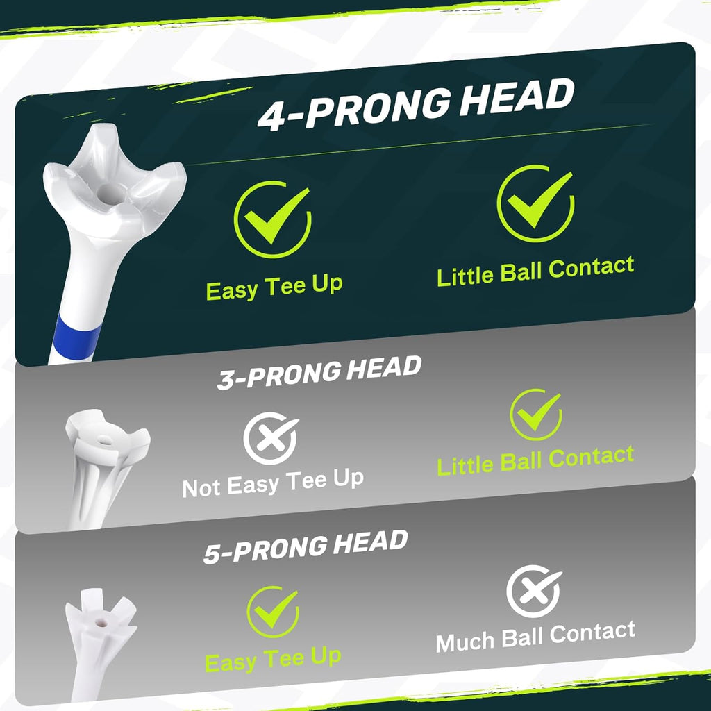 SAPLIZE Golf Tees - Upgraded 4-Prong Design to Reduce Friction & Side Spin | 50/100/120/200 Pack