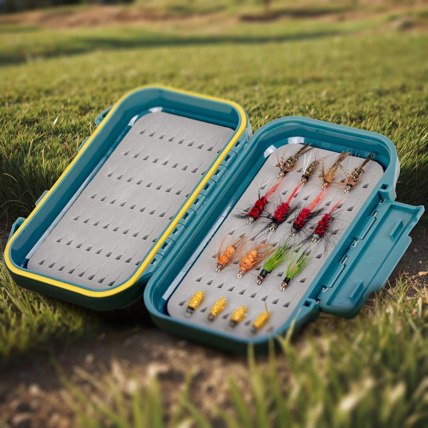 SF Fly Fishing Box - Small Waterproof Double-Sided Tackle Storage | Floatable Ice Fishing Jig Head