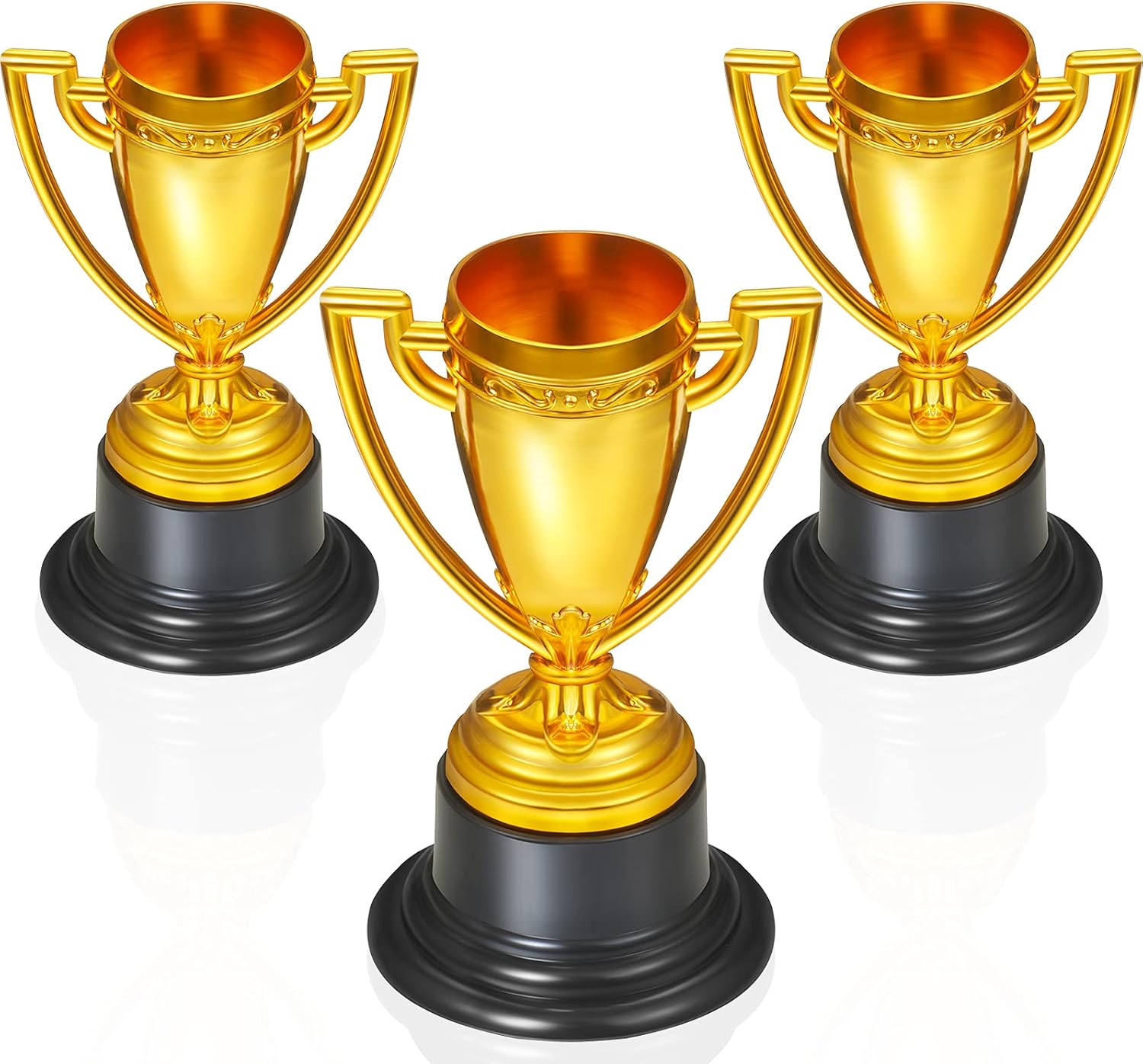 Skylety Mini Trophy Cups - 3 Pcs Gold Plastic Awards for Kids & Adults | Perfect for Sports Ceremonies
