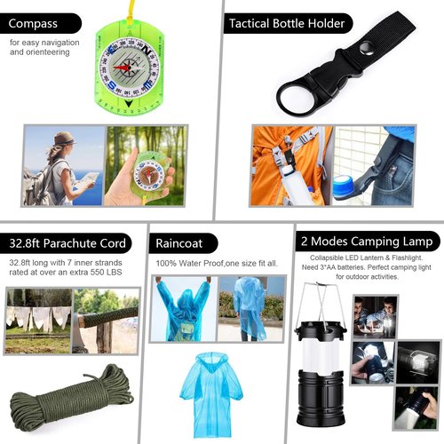 Survival Kit, 151 Pcs First Aid Kit Survival Gear and Supplies Emergency Kit with Bug Out Bag Tactical Military Grade Molle IFAK for Camping, Earthquake, Hiking, Hunting, Gifts for Men Dad (Khaki)