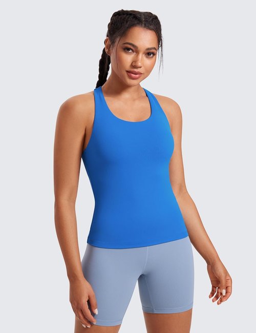 CRZ YOGA Butterluxe Racerback Workout Tank Tops for Women - Padded Spandex Yoga Shirts