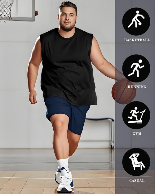 Taiyin 3 Pack Men's Big and Tall Tank Tops Quick Dry Muscle Workout Sleeveless T Shirts Summer Gym Active Undershirts (White, Light Gray, Black,3X-Large Big Tall)