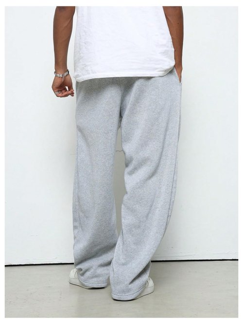 SHENHE Men's Wide Leg Loose Sweatpants Open Bottom Drawstring Workout Gym Baggy Pants Grey Medium