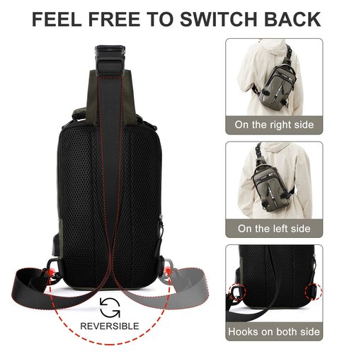 SEAFEW Mini Sling Bag for Men Women - Lightweight Crossbody Backpack, Multipurpose Shoulder Bag, Small Compact Chest Daypack for Travel Hiking Gym Sport Khaki