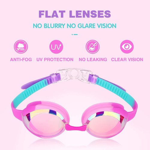 Keary Kids Swim Goggles - Anti-Fog, Waterproof & UV Protection for Ages 3-12 | Clear Vision