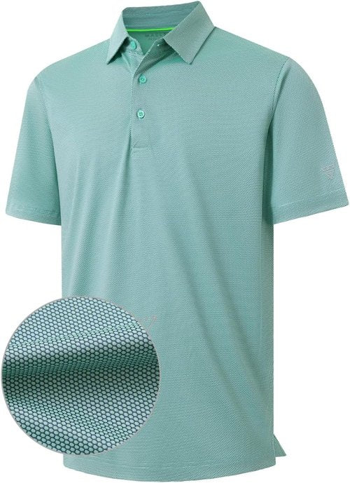 M MAELREG Golf Shirts for Men - Lightweight Dry Fit Performance Polo | Short Sleeve Jacquard Design