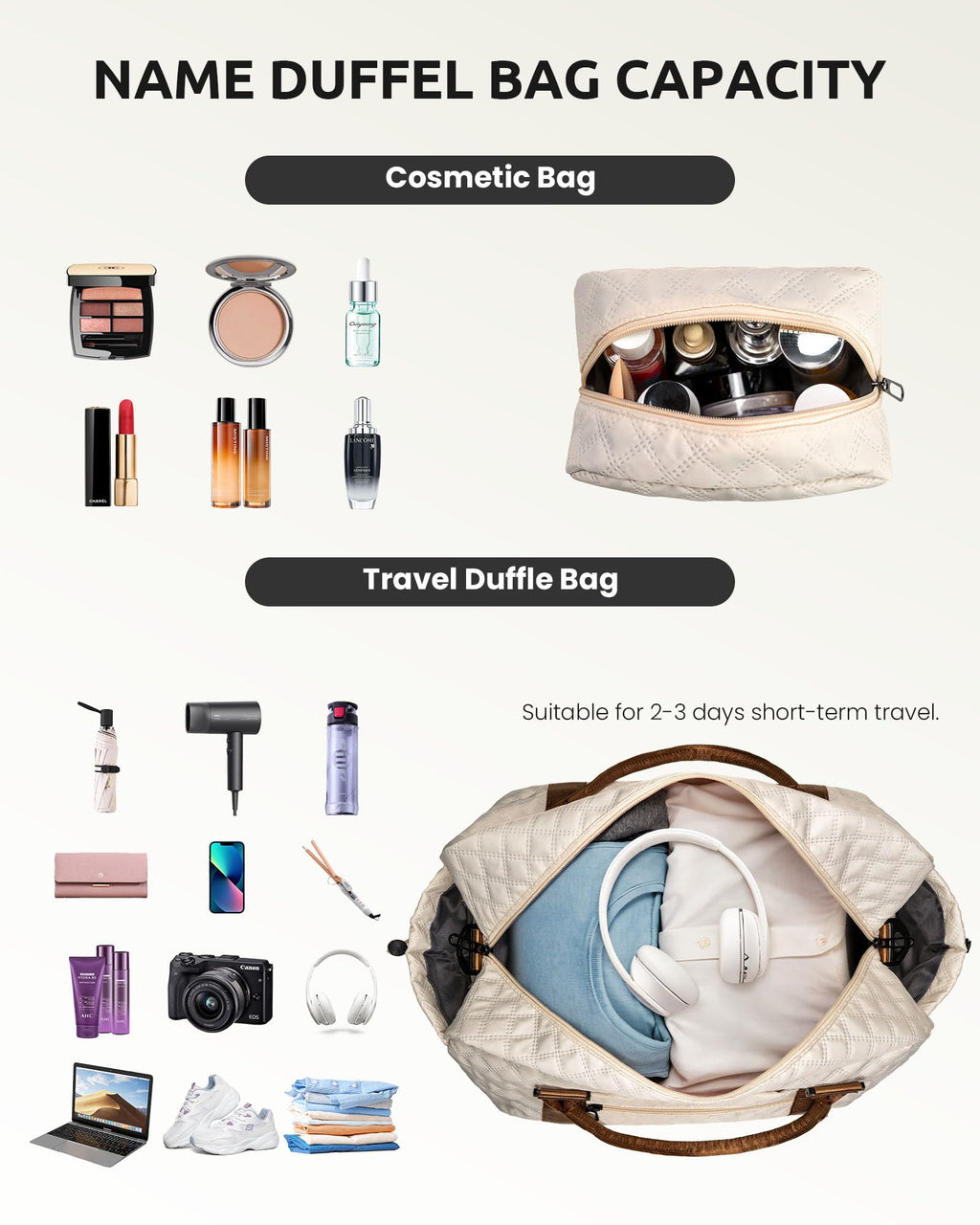 Vogewood Gifts for Teen-Girls - Initial Monogram Duffle Bag, Personalized Weekender Overnight Bag with Shoe & Makeup Compartments, Graduate Gift for Her (Letter H)