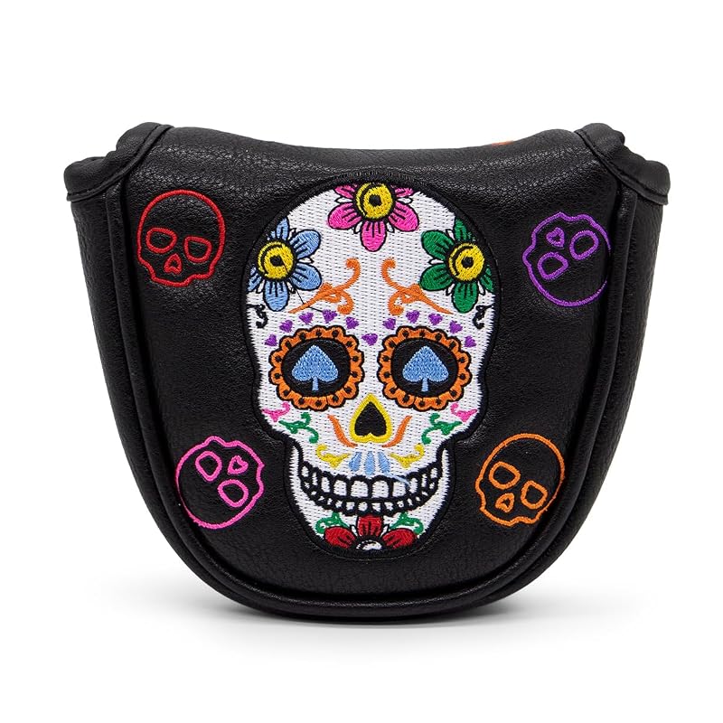 Montela Golf Skeleton Putter Headcover - Black Mallet Driver Cover, Magnetic Closure