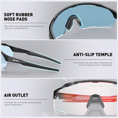 KAPVOE Photochromic Cycling Glasses Men Women Clear Mountain Bike Sunglasses Sports Sunglasses MTB Biking Baseball K91