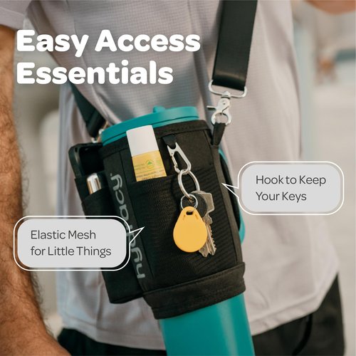 Hydracy 40 Oz Insulated Tumbler Carrier Bag | Crossbody Water Bottle Holder with Strap Sling with Card Sleeve, Walking Insulated Bottle Bag, Gym Accessories for Men & Women, Tumbler not included