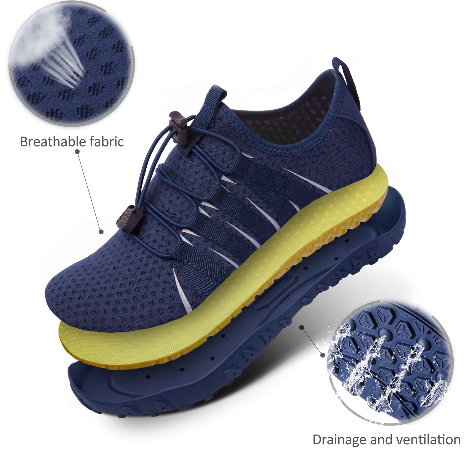 SEEKWAY Water Shoes Sports Quick-Dry Barefoot Aqua Beach Pool Lake Swim Boating Hiking Surfing Men Women 472-Blue SP001