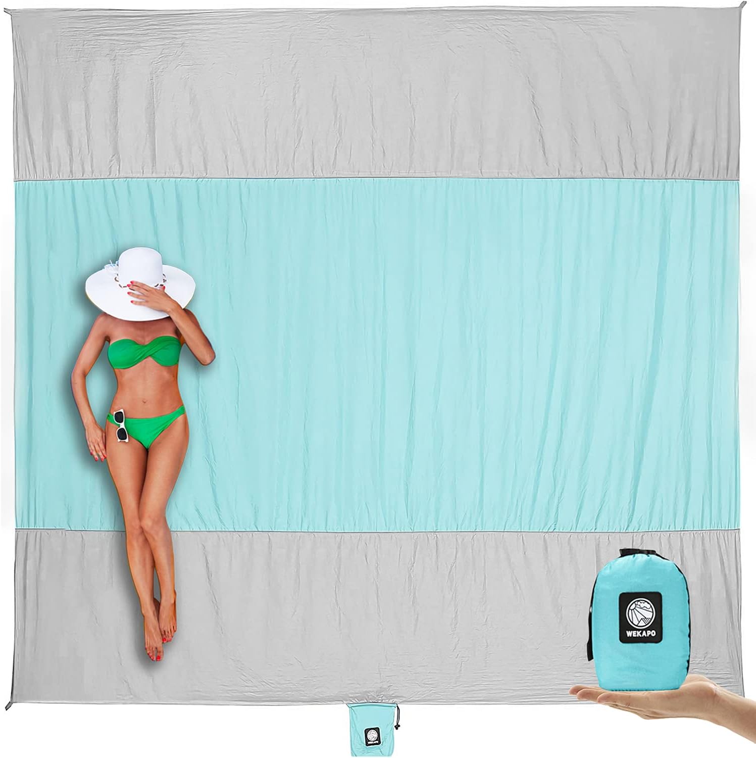 WEKAPO Beach Blanket - Extra Large Sandproof & Waterproof Mat | Quick Drying for Vacation & Camping