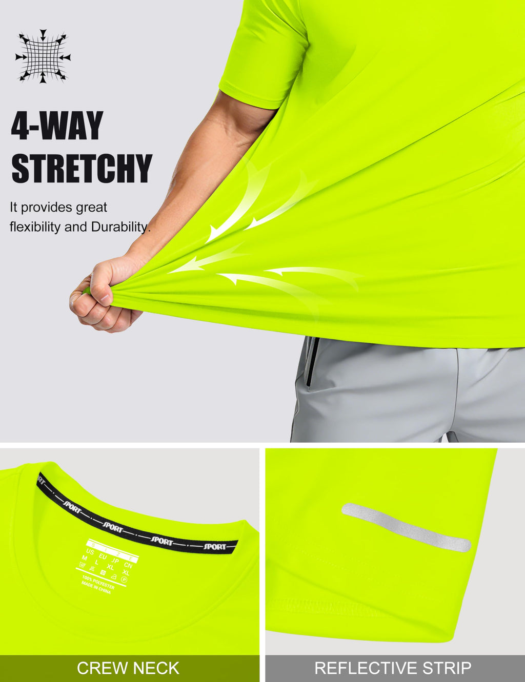 MAGCOMSEN Workout Shirts for Men Sun Protection Quick Dry Moisture Wicking Short Sleeve Tshirt Athletic Running Gym Dry Fit Rash Guard Green L