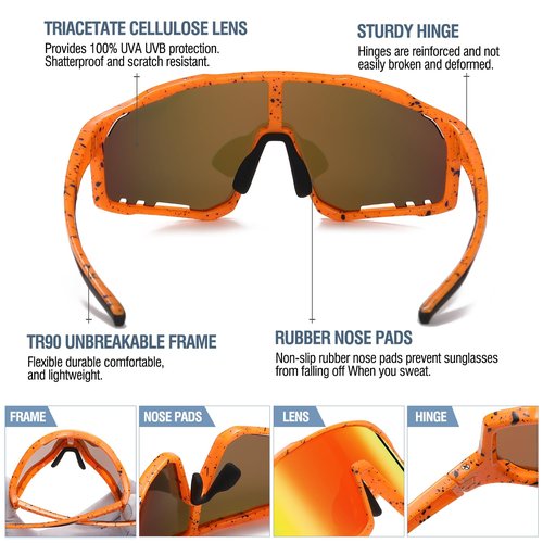 DUCO Kids Sunglasses Youth Baseball UV400 Polarized Sports Lightweight Tennis Running Cycling Glasses for Boys Girls 6-12 Age DK328 (Orange)