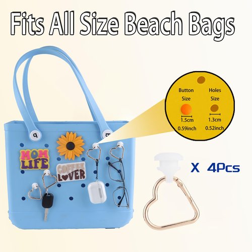 LIGHUFEIC 4Pcs Key Holder for Bogg Bag,Inserts Hooks Accessories,Charms Key Holder cute Carabiner for Bogg Bags Keychain -Finding Your Keys in Your Bag Quickly(Gold)