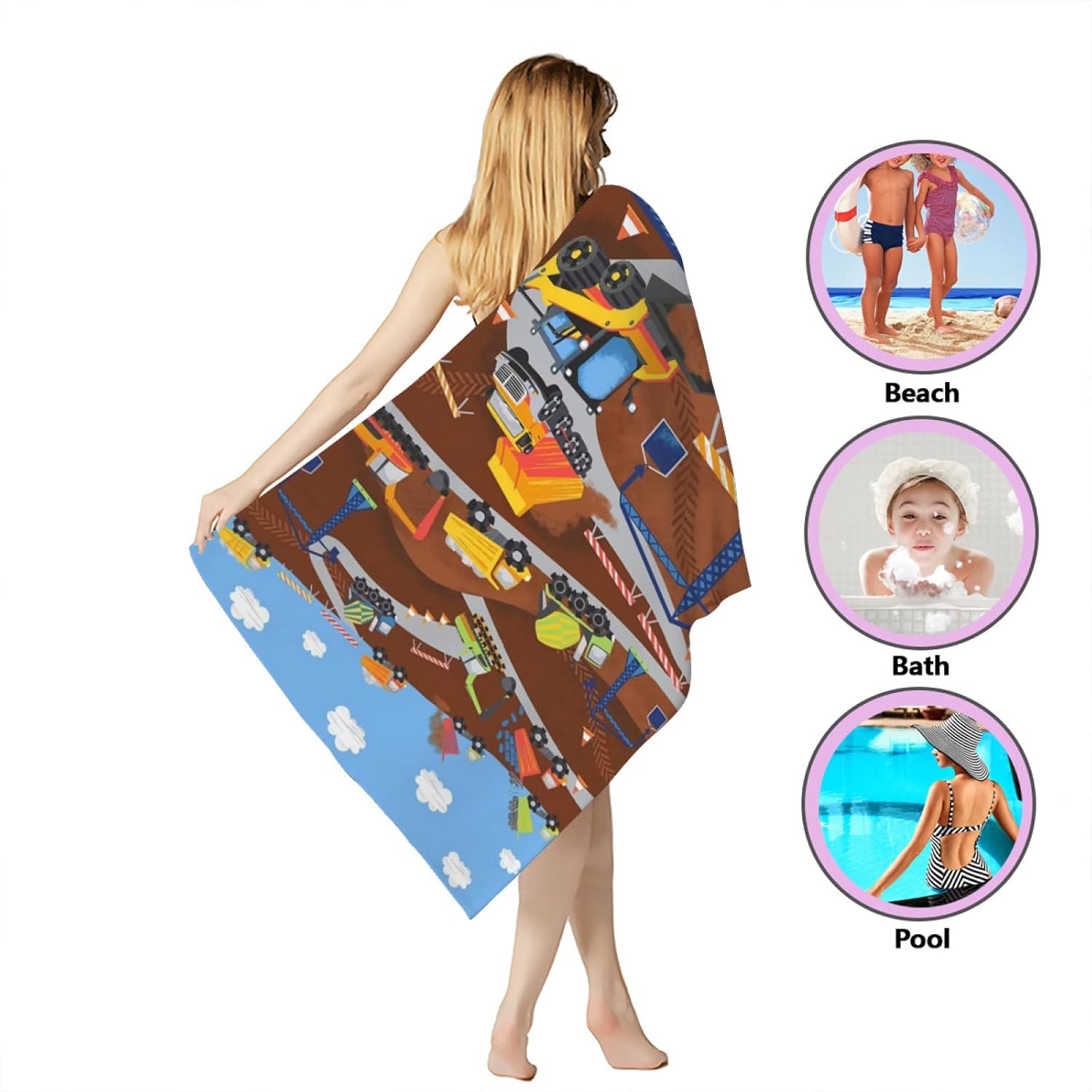 Skiennix Kids Oversized Beach Towel - Sand-Free Microfiber, Quick-Dry, Lightweight | 30x60in