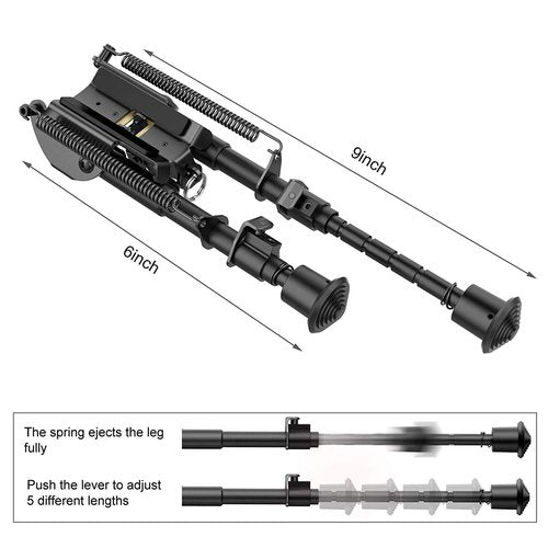 Xaegistac Rifle Bipod Adjustable 6-9 Inch Bipods with Quick Release Adapter for M Lock Rail,Lightweight and Stable for Hunting and Shooting