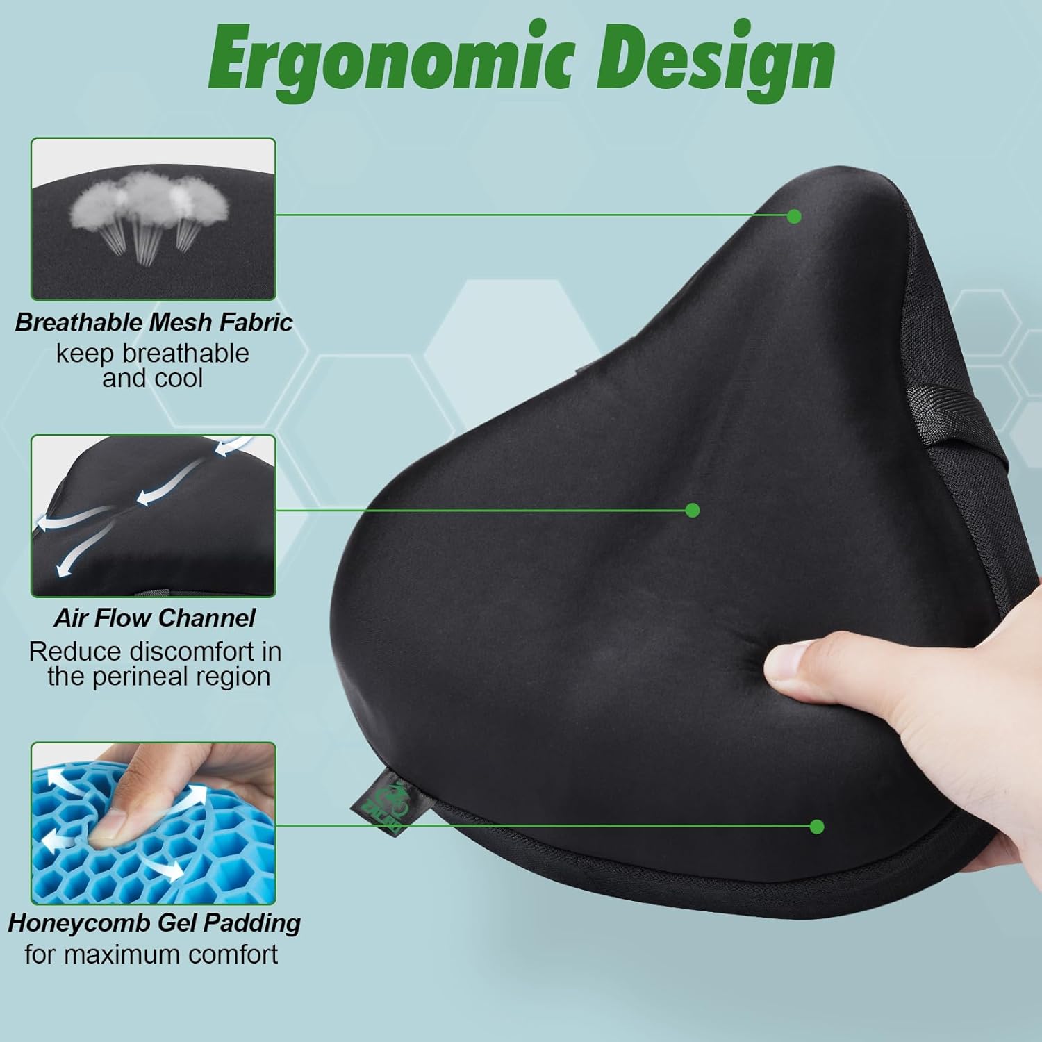 Zacro Bike Seat Cushion - Honeycomb Gel Cover for Ultimate Comfort | Fits Peloton & Mountain Bikes