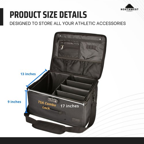 Northwest Coast Golf Shoe Bag - Trunk Organizer with Lock and Shoulder Strap - Large Travel Bag for Accessories and Clothing - Includes Golf Tee Bag