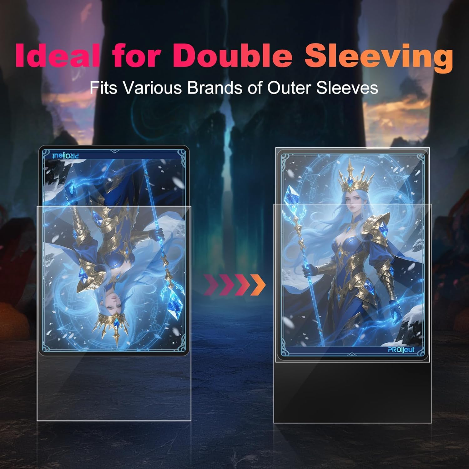 Skiennix 1200 Pack Card Sleeves - Perfect Fit Inner Sleeves for Double-Sleeving | Compatible with MTG, PKM, TCG Cards (60 Microns)