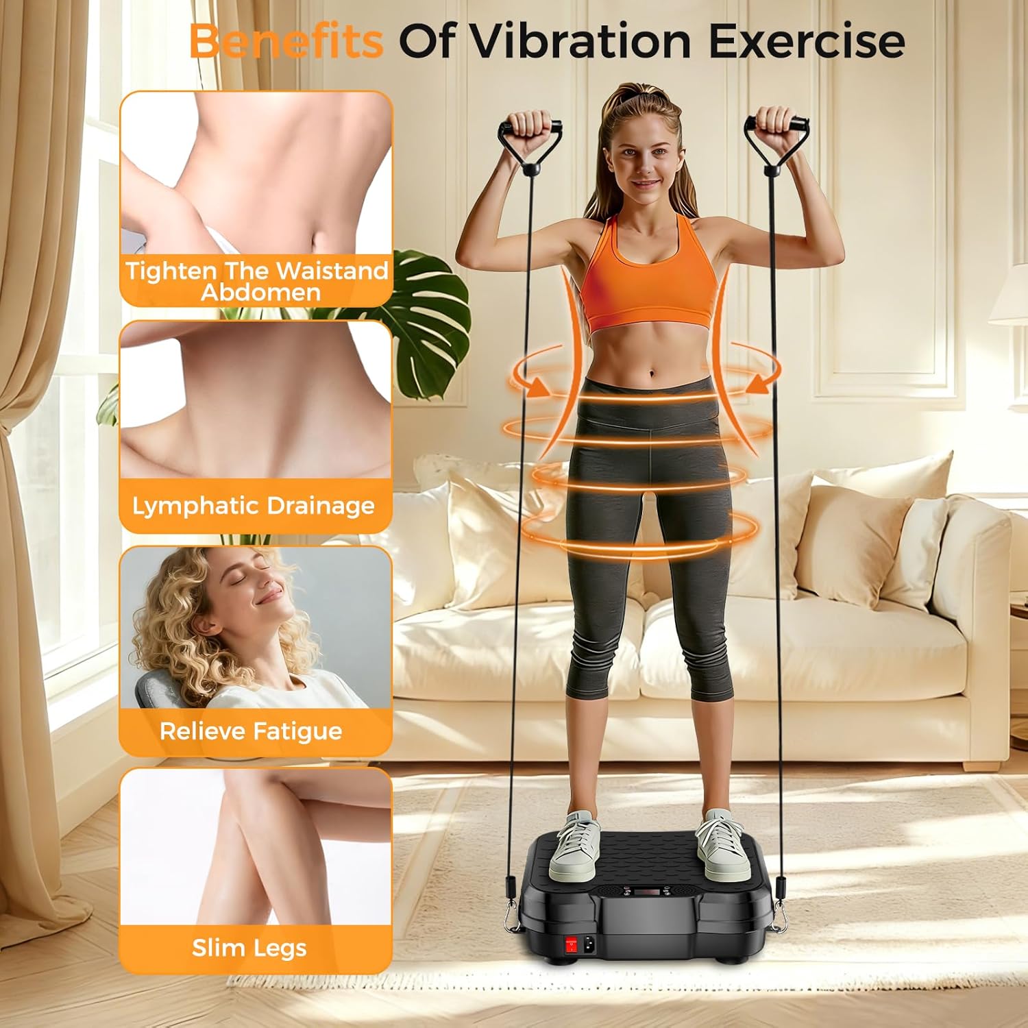 Skiennix Vibration Plate - Full Body Workout Machine for Weight Loss & Lymphatic Drainage - 400 Lbs Capacity