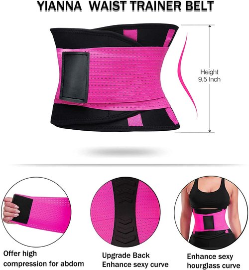 YIANNA Women Waist Trainer Belt - Slimming Sauna Waist Trimmer Belly Band Sweat Sports Girdle Belt Weight loss, YA8003-Rose-M