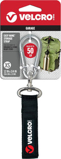 VELCRO Brand Easy Hang Strap - Carabiner Clip for Water Bottles & Accessories | Extra Small, Black
