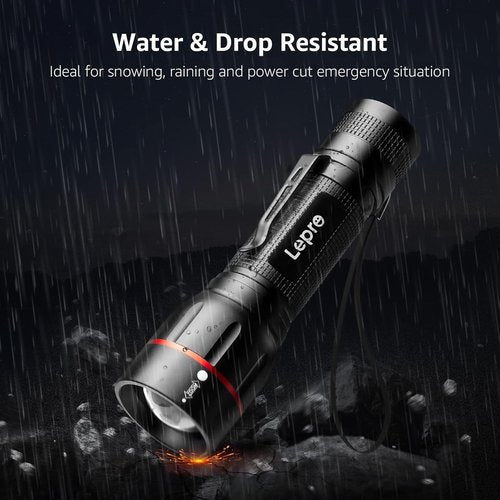 Lepro LED Flashlight - High Lumens, 5 Lighting Modes, Waterproof & Zoomable | 2 Pack for Emergencies & Camping