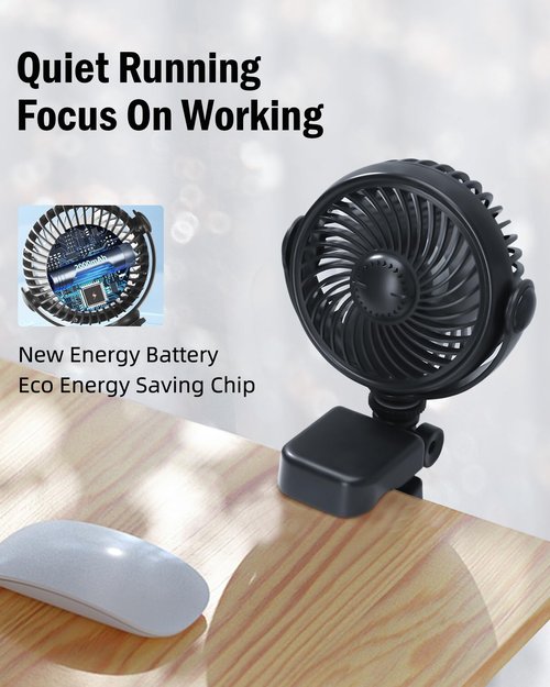 xuenair Clip on Fan for Peloton Bike Treadmill Bed Desk Car Handle Stroller Baby Crib, Rechargeable Portable Small Clip on Fan with Never Fall Adjustable Quiet