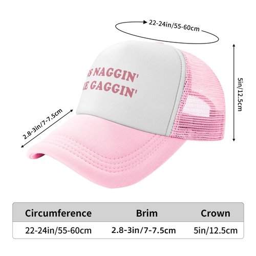 Less Naggin' More Gaggin' Trucker Hats for Women Hot Pink Funny Gag Trucker Caps for Women Girls Hat