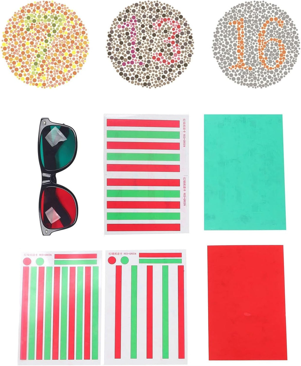 Red Green Vision Correction Cards - Myopia & Strabismus Eye Training Glasses for Amblyopia | Reading Aids
