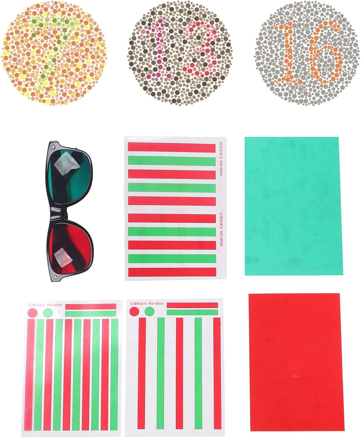 Red Green Vision Correction Cards - Myopia & Strabismus Eye Training Glasses for Amblyopia | Reading Aids