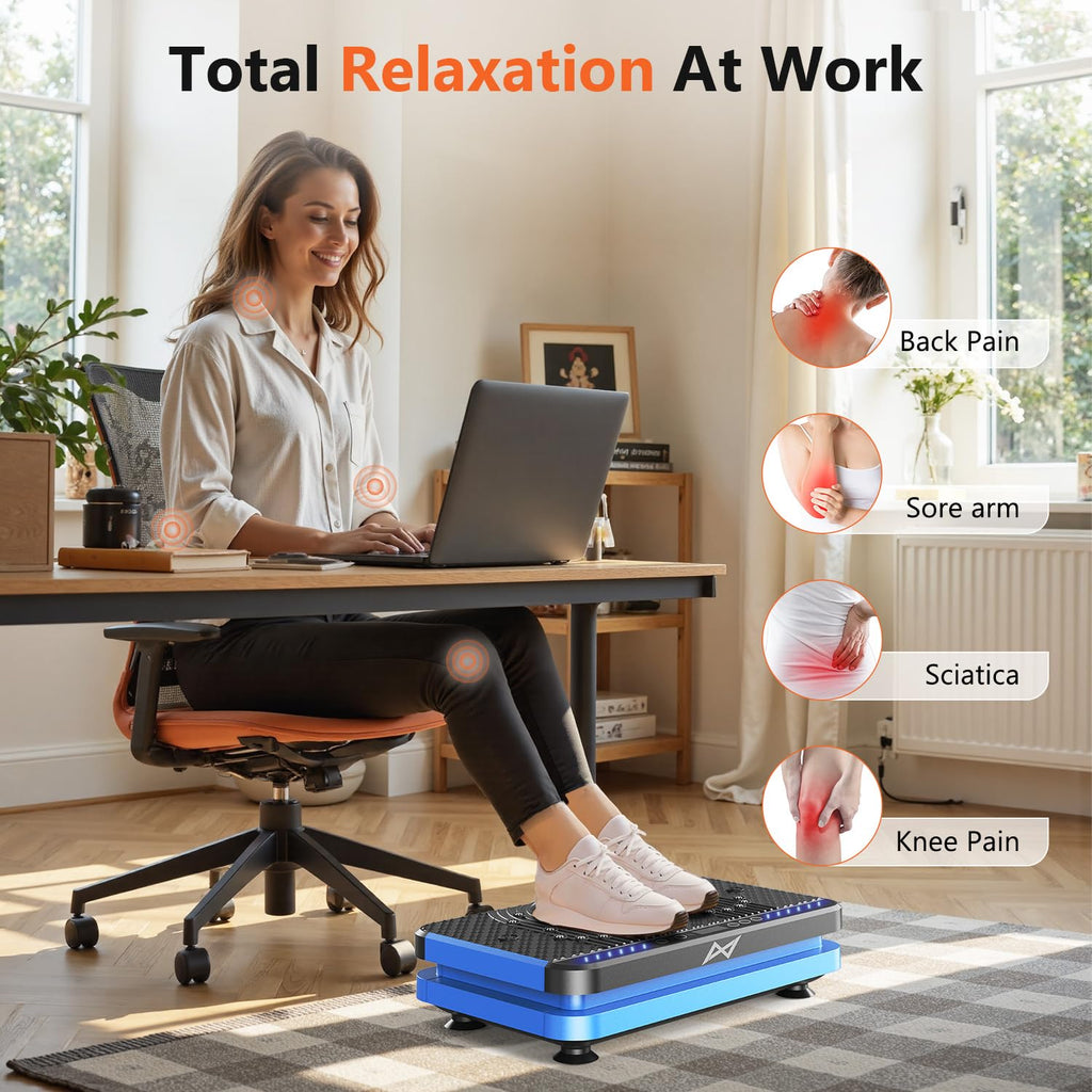 AXV Vibration Plate Fitness Platform Exercise Machine Vibrating Lymphatic Drainage Shaking Full Body Shaker Workout Vibrate Stand Shake Board Sport Gym for Weight Loss Fat Burner for Women Men