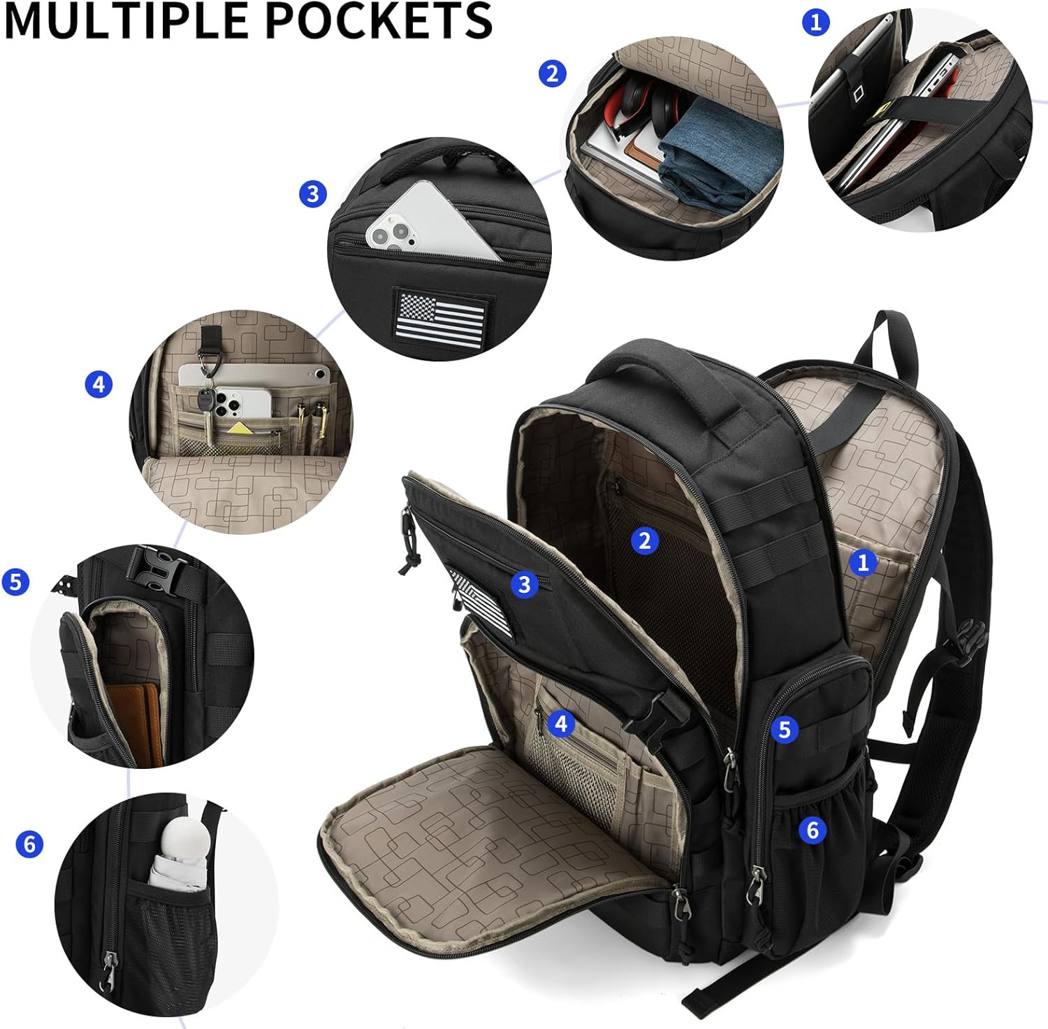 Wotony Tactical Backpack - Military-Grade Design for Men | Compact Black Assault Bag