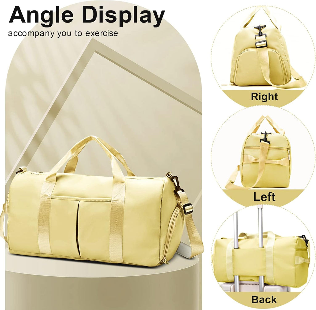 ZGWJ Sports Gym Bag - Waterproof Weekender with Wet Pocket & Shoe Compartment | Lightweight Beige