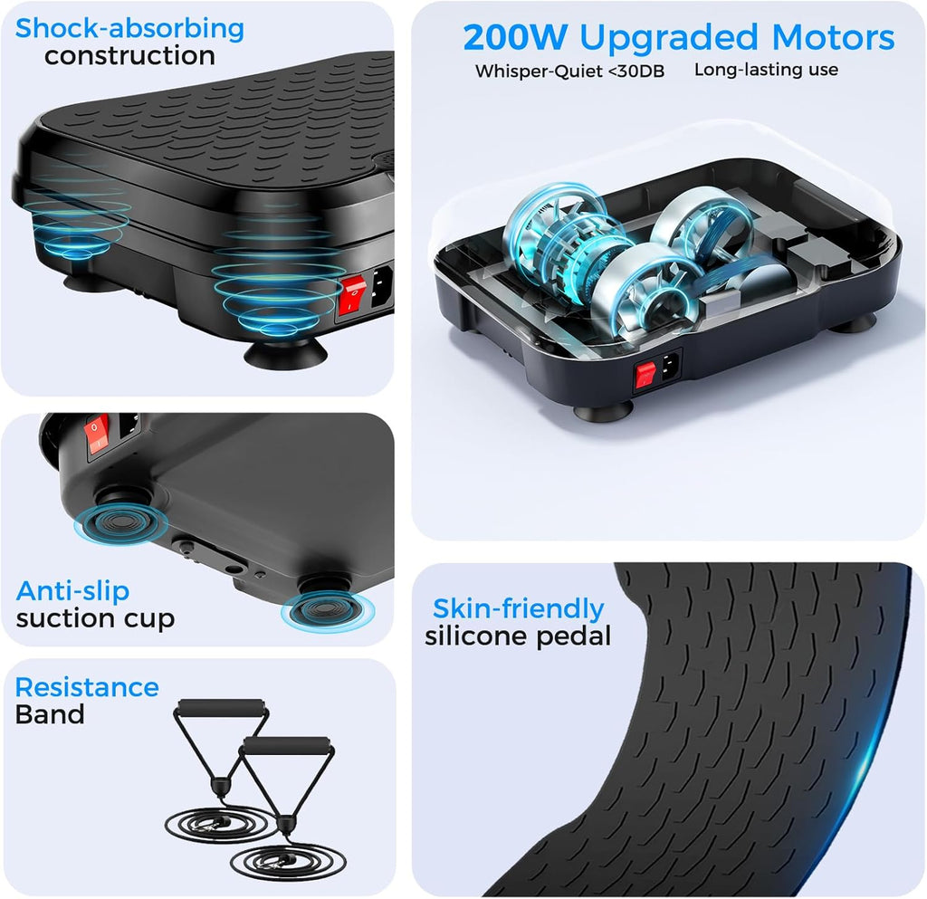 Skiennix Vibration Plate Exercise Machine - 250 Adjustable Speeds for Lymphatic Drainage | Supports 450 Lbs