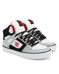 DC Men's Pure High Top WC Skate Shoe, Grey/Black/White/RED, 9