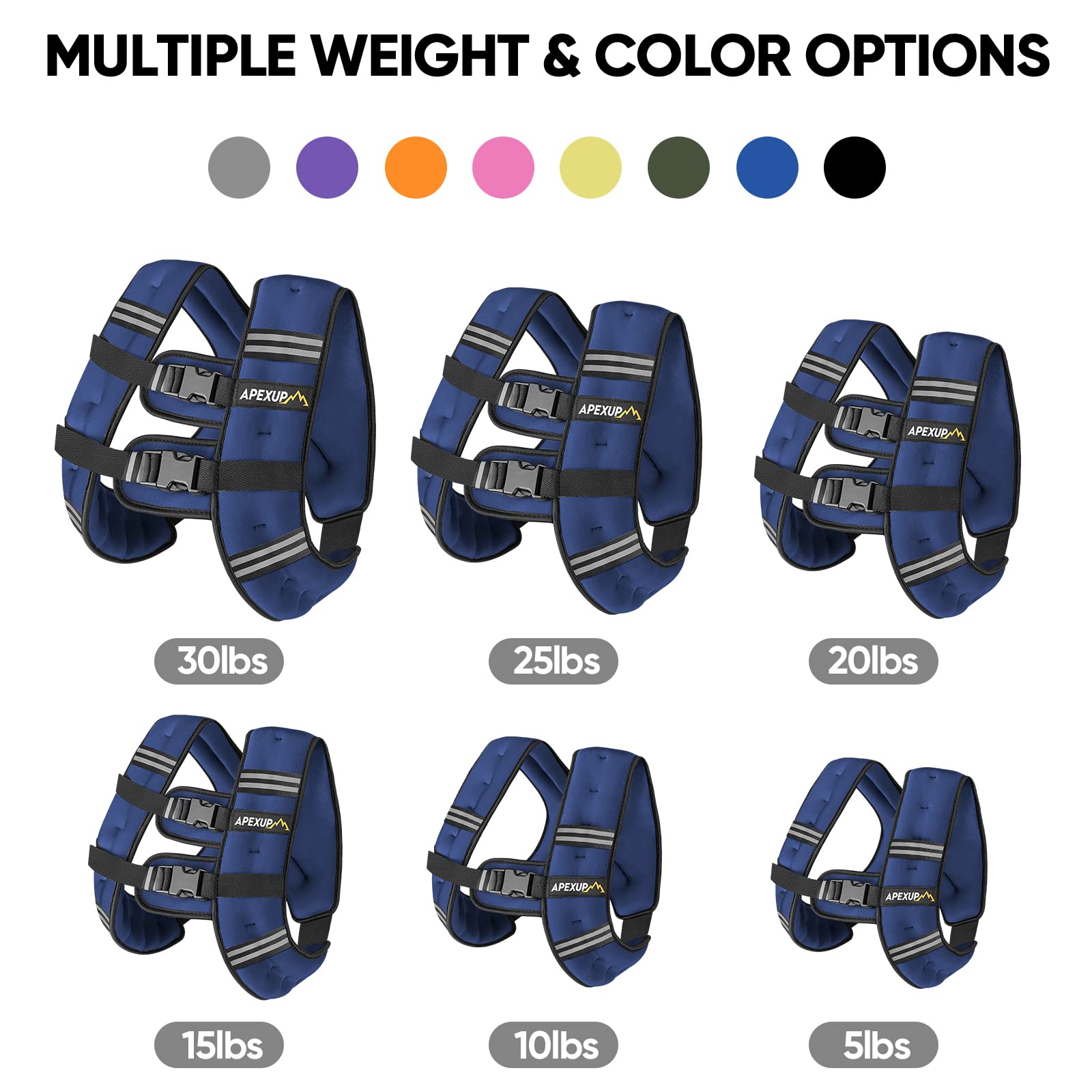 APEXUP 20lbs Weighted Vest Men Women, Weight Vest for Women Workout Equipment for Strength Training Running (Blue)