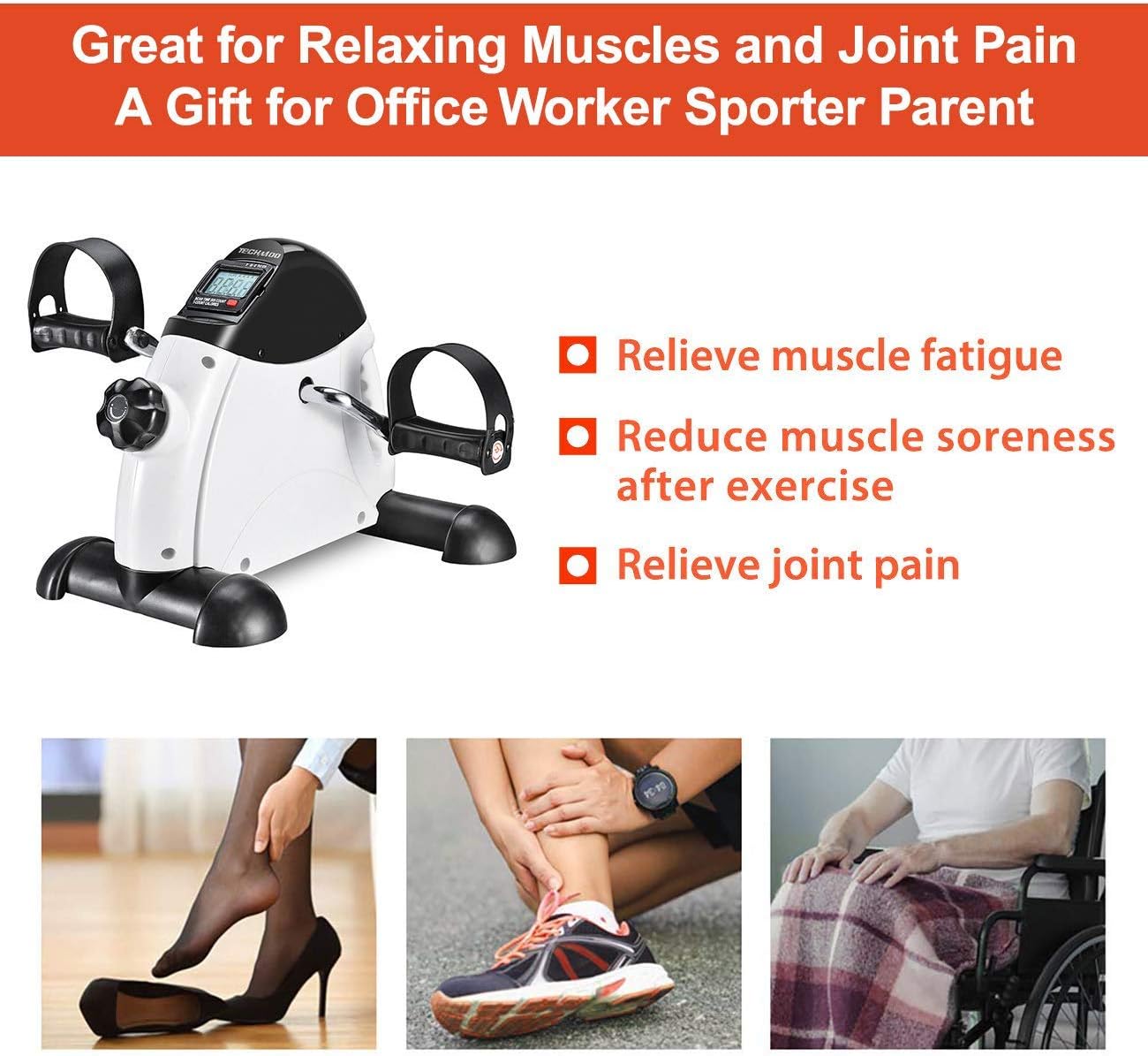 Under Desk Bike Pedal Exerciser Portable Home Exercise Bike Pedal Exerciser Foot Peddler Portable Therapy Bicycle Leg Peddler Portable Mini Cycle Bike for Hands Arm Trainer